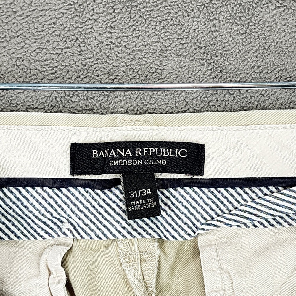 Banana Republic 31x34(31) Emerson Vintage Chino Pant Men Khaki Beige 100% Cotton - Picture 2 of 11